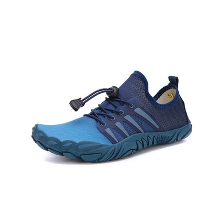 

UKAP Womens Water Shoes Low Top Wading Closed Toe Sneakers Soft Elastic Band Aqua Men Round Quick-Dry Dark Blue 5 (W)