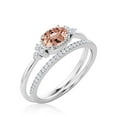 thumbnail image 3 of Gorgeous Art nouvea 1.90 Carat Oval Cut Morganite And Diamond Moissanite Affordable Engagement Ring, Dainty Morganite Wedding Ring, One Matching Band in 10k Solid White Gold Gift For Her, Promise Ring, 3 of 3