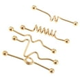 thumbnail image 1 of Pendiente Industrial Barbell 14G 48 Mm 5 Piezas de acero Inoxidable Negro oro, 1 of 8
