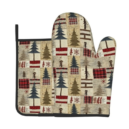 

Bingfone Rustic Plaid Forest Lodge Print Oven Mitts Pot Holders Set 2 PCS for Kitchen for Cooking Grilling Baking BBQ Pot Holders Cook Essentials