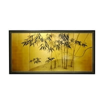 3ft. Long Handpainted Goldleaf Chinese Silk Wall Art Screen - Bamboo