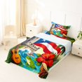thumbnail image 5 of Manfei Beach Hibiscus Guitar Twin Sheets,Vintage Puerto Rico Flag Bedding,Red Green Blue,3-Piece,1 Fitted Sheet and 1 Pillowcase, 5 of 6