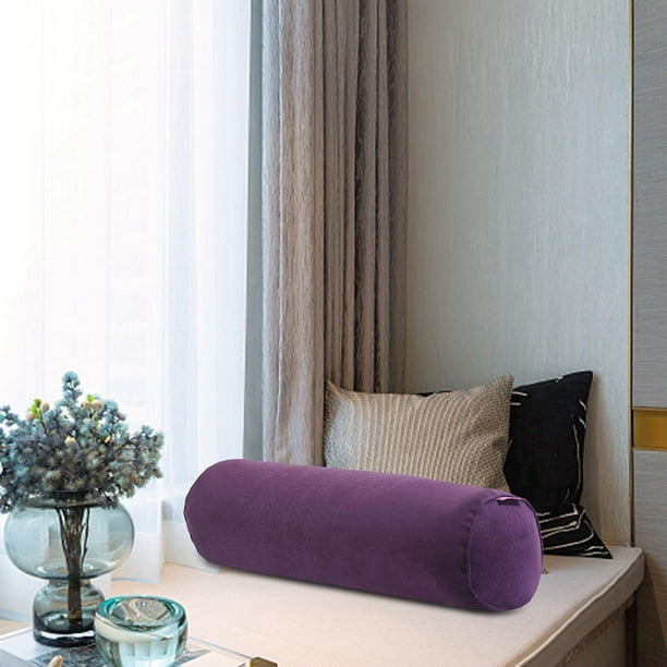 Almohada de cuello redondo Cojines cilindricos Comodo algodon hueco suave comodidad Cuello Bolster Almohada Rollo para pierna Tobillo Sofa Vertebra Morado oscuro Fernando almohada de cuello redondo Wa...