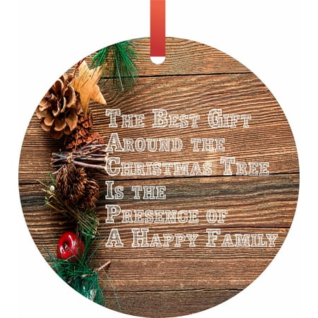 Christmas Tree-Family Quote Flat Round - Shaped Christmas Holiday Hanging Tree Ornament Disc Made in the