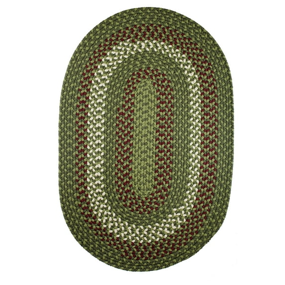 Indoor/Outdoor Rug, Green Reversible Braided Textured Design, 10Ft. X 10Ft. Round Deck/Patio Carpet