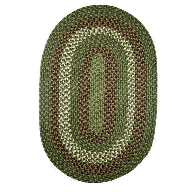 Indoor/Outdoor Rug, Green Reversible Braided Textured Design, 4Ft. X