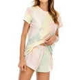 thumbnail image 5 of Women Tie-Dyed Short Sleeve Elastic Waist Pajama Set, 5 of 7