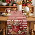 thumbnail image 4 of Burlap Table Runner 72 Inches Long,Christmas Holly Berry Red Stripe Non-Slip Kitchen Table Runners for Dining Room Everyday Use Party Table Decorations Winter Pine Branch Retro Linen, 4 of 9