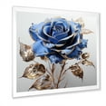 thumbnail image 2 of Designart "Gold and Blue Rose in Glass III" Floral Framed Wall Art Decor - Traditional Blue Rose Entryway Framed Wall Art, 2 of 6