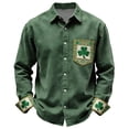 thumbnail image 3 of FASHOFT St Patricks Day Shirt Men Long Sleeve Button Down Shirts Shamrock Clover Graphic Plaid T-Shirts Dark Green S, 3 of 3
