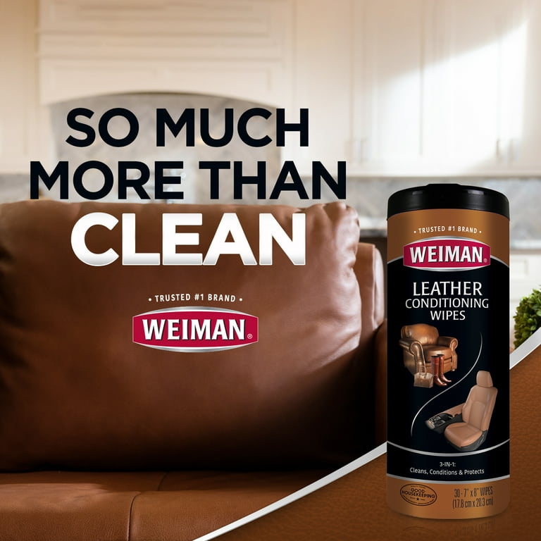 Weiman Leather Wipes - 2 Pack - Clean Condition UV Protection Help