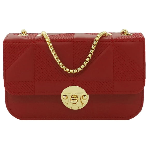 PORT&LOTUS Red Stylish Quilted Shoulder Bag with Gold Chain and Elegant Twist Lock Ideal Fashion Accessory for Women Handbags Purses with Chain Strap