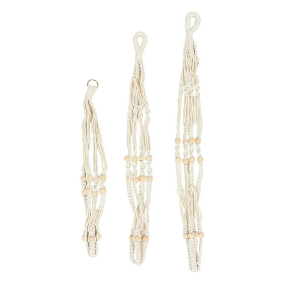 Worgeous 3-Piece Hanging Planter Basket Stands Set Vintage Style Beige Flower Pot Holder for Decor
