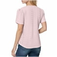 thumbnail image 6 of LangJing Womens Eyelet Summer Tops Petal Short Sleeve Shirts Square Neck Spring Casual Basic Tee 2026 Fashion Work Blouses Pink,L, 6 of 8