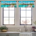 thumbnail image 3 of LALILO Kitchen Curtain Valance Wooden And Exotic Sandy Beach Rod Pocket Window Curtain 52"x 18" Set of 2, 3 of 5