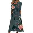 thumbnail image 2 of Xdegoge Women's Summer Maxi Dresses 2025 Casual Short Sleeve V Neck Long Dress Boho Floral Printed Button Down Sundress Flowy Beach Vacation Ladies Dress Ofertas De Hoy En, 2 of 5