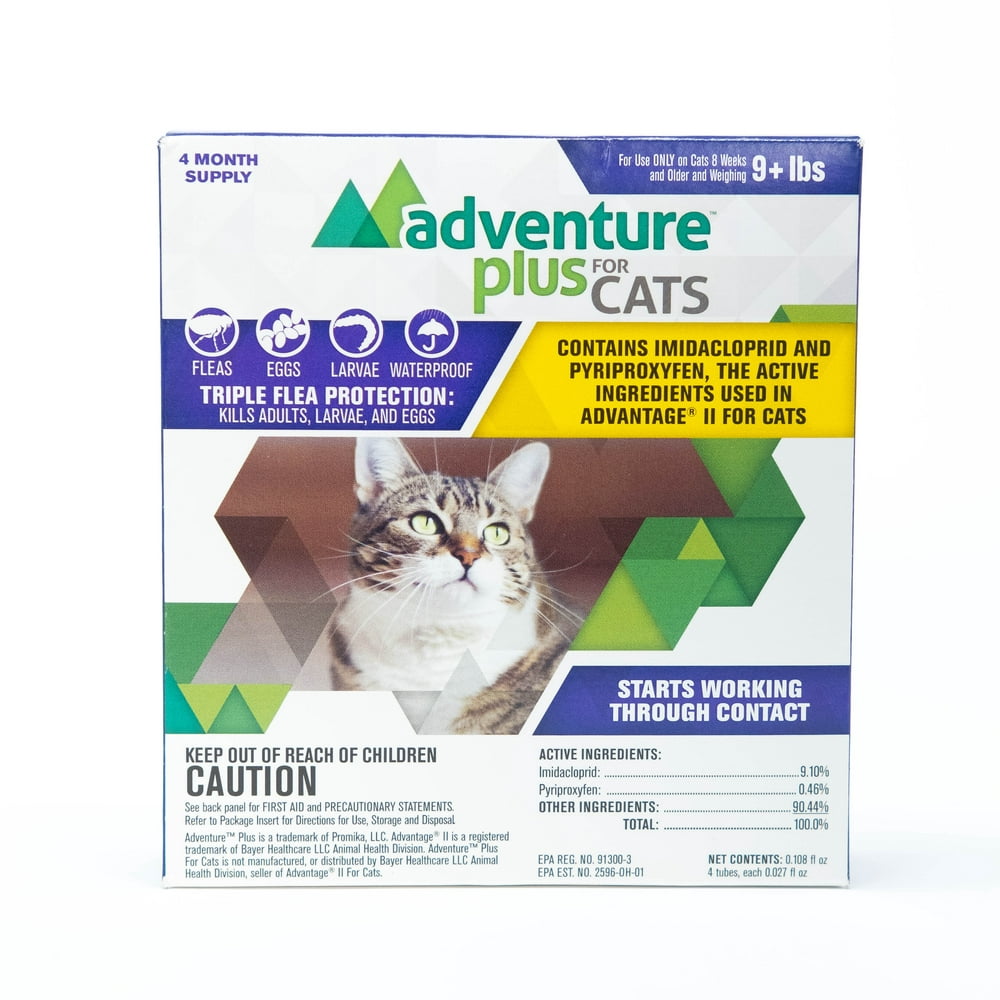 Adventure Plus Flea & Tick Prevention for Cats (9+ lbs), 4 Monthly