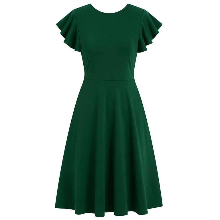Women's Peplum Hem Midi Dress Short Sleeve Round Neck Solid Color Casual Dresses Green M - Walmart.com Women's Peplum Hem Midi Dress Short Sleeve Round Neck Solid Color Casual Dresses Green M - Walmart.com
