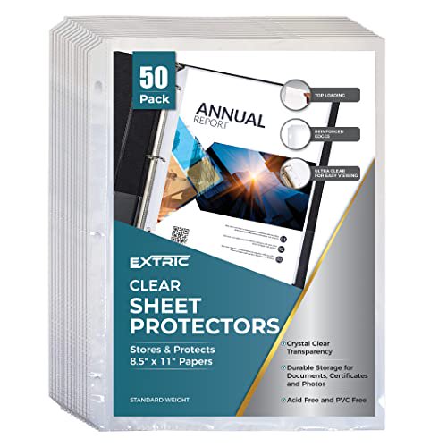Sheet Protectors 50 Pack Page Protectors Sheet Protectors for 3