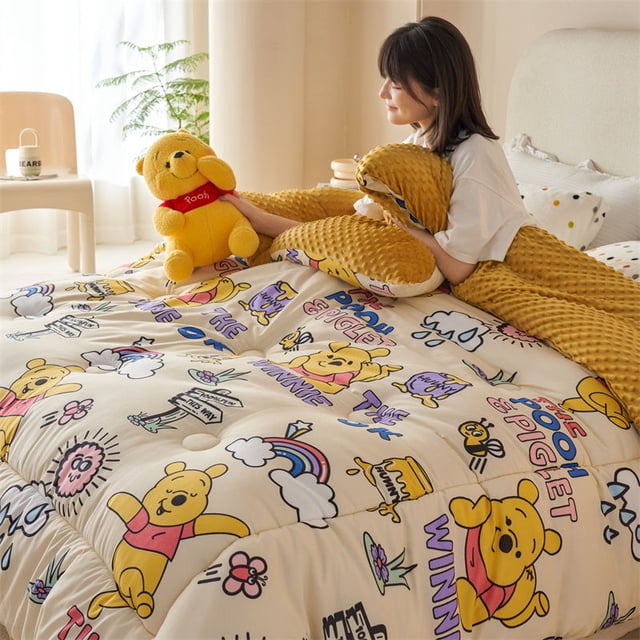 Edredón de peluche Stitch, lindo edredón de invierno grueso y cálido para niños de Mickey Donald Pooh, edredón de regalo para niños individuales, ropa de cama