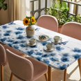 thumbnail image 3 of Navy Blue Floral Table Cloths for 5 Foot Rectangle Tables, Spring Flowers Butterflies Wooden Patio Waterproof Elastic Fitted Tablecloths, Washable Rectangular Table Cover for Camping, 3 of 8
