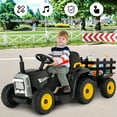 thumbnail image 5 of Costway 12V Kids Ride On Tractor with Trailer Ground Loader w/ RC & Lights Dark Black, 5 of 9