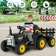 Costway 12V Enfants Monter sur Tracteur avec Remorque Chargeuse au Sol W / RC & Lumières Noir Foncé – image 5 sur 10