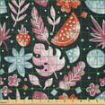 thumbnail image 2 of Ambesonne Grunge Fabric by the Yard Microfiber, Sketchy Fruits Plants, 10 Yards, Plum Multicolor, 2 of 2