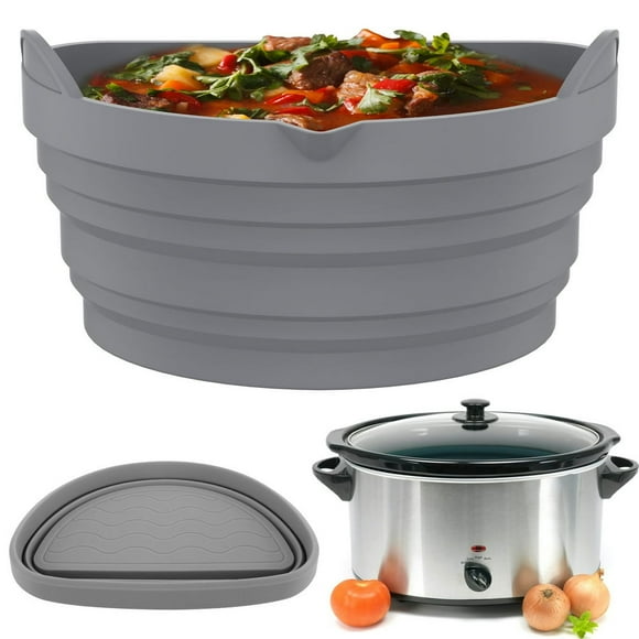 Slow Cooker Divider for 6 QT Pot Leakproof Silicone Slow Cooker Divider Liner Reusable Slow Cooker Liner