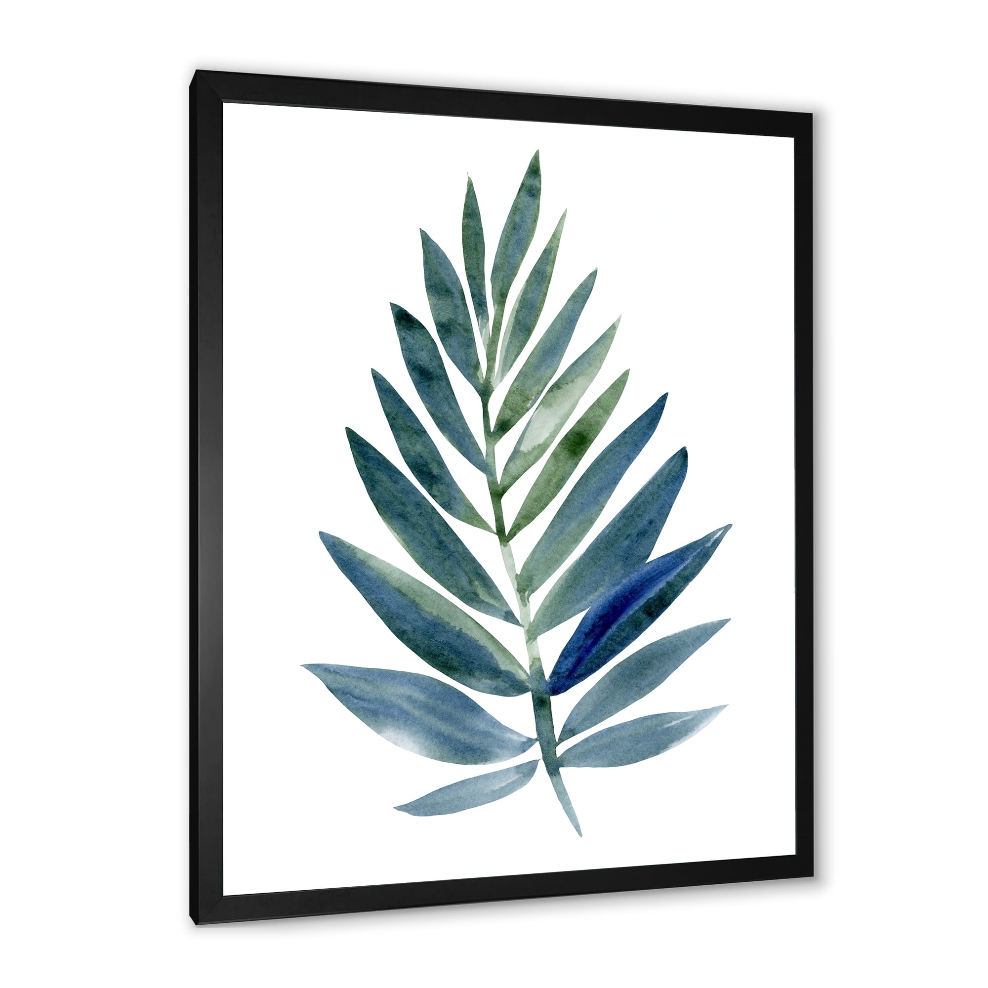 Designart 'Tropical Green Leaf On White' Farmhouse Framed Art Print