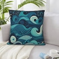 thumbnail image 5 of LNWH Decorative Pillow Covers, Seascape Waves Square Sofa Decorative Knit Pillow Case, 22"x22", 5 of 8