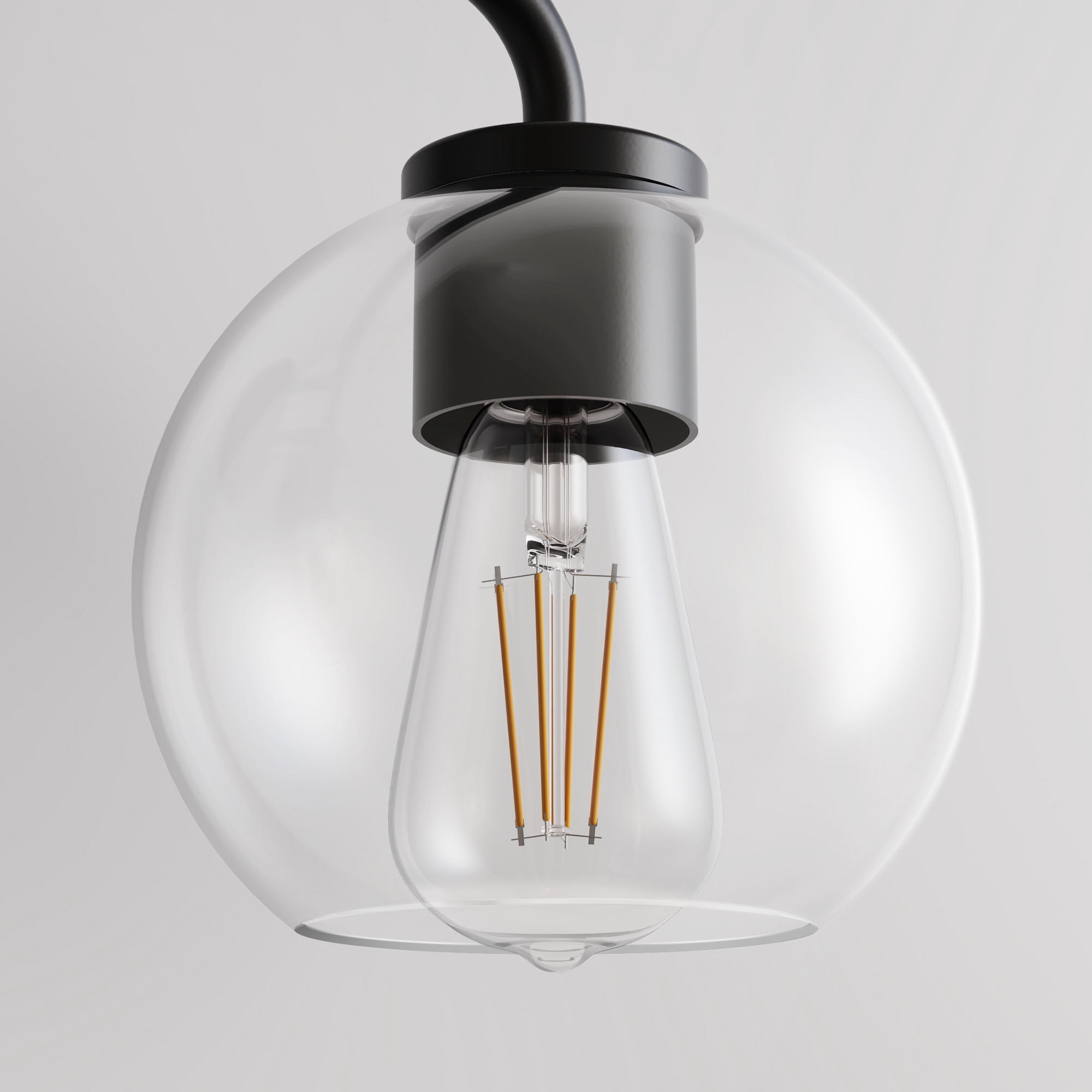 YANSUN 22.7 in 3 Light Vintage Industrial Triple Globe Vanity Light, Matte Black  Wall Sconce with Glass Shades for Bathroom Mirror, Makeup Vanity
