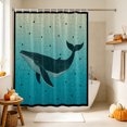 thumbnail image 5 of Blue Whale Coastal Shower Curtain Set - Long 72" x 84" Washable Bathtub Curtain with 12 Hooks, Nautical Summer Ocean Seaside Waterproof Fabric Stall Shower Curtains for Bathroom/Bathtub Décor, 5 of 8
