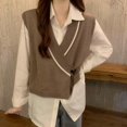 thumbnail image 1 of [BRAND FACTORY PRICE!]Sweater Vest for Women V Neck Sleeveless Top Pullover Knitwear Top Loose Fit Women's Clothing, 1 of 10