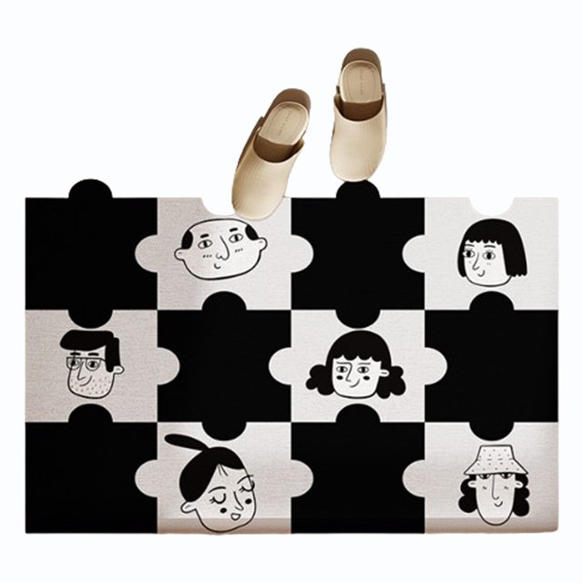 Patrón de personajes de dibujos animados, alfombra absorbente para el suelo del baño, puerta del baño, estera anticaída para los pies, puerta del baño del hogar, estera antideslizante de barro de