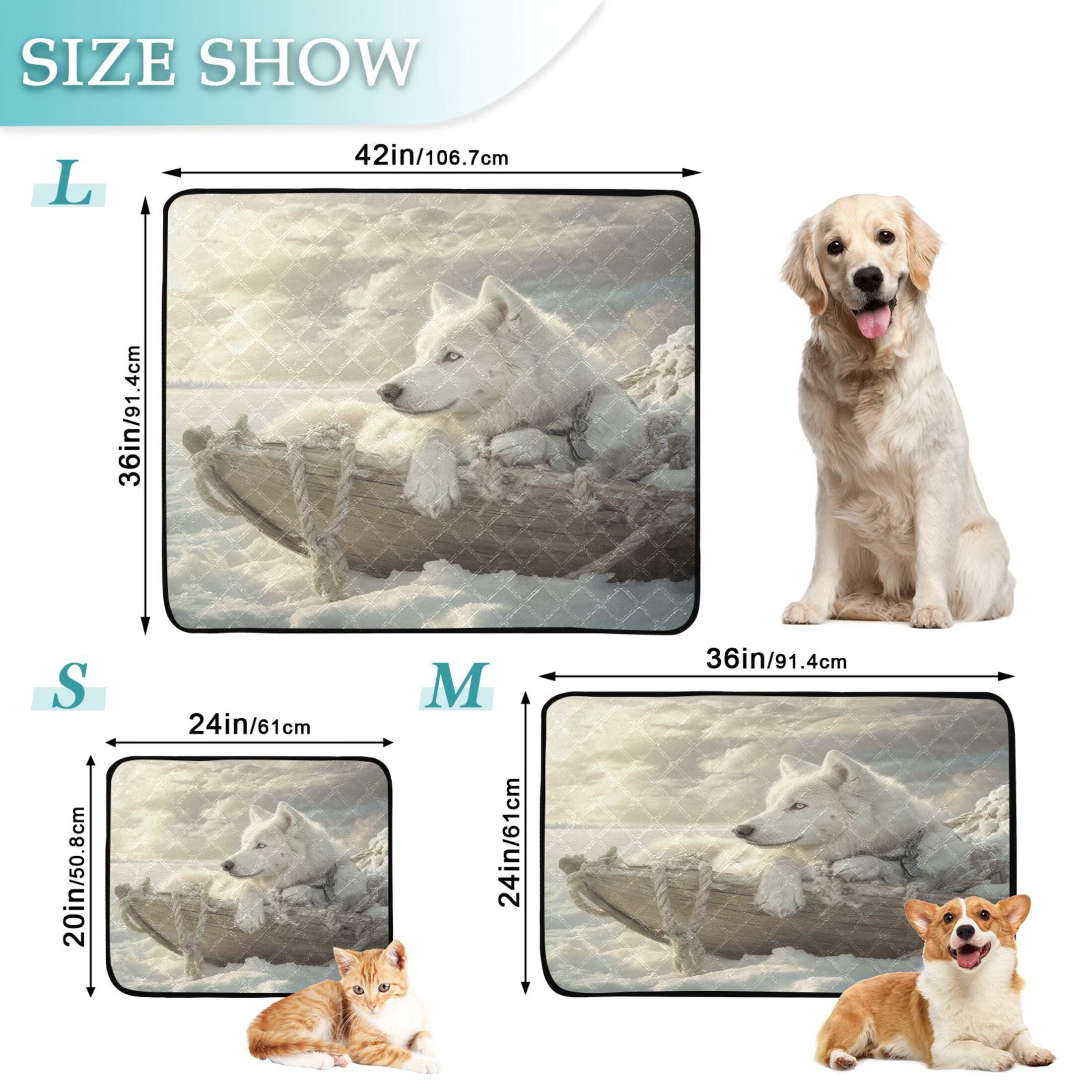 Qxltty White Alaskan Dog Cat litter Pads Pet Set of 3 Diaper Mats Center Anti-leakage Layer Absorbent Soft and Comfortable
