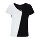 thumbnail image 1 of Puntoco Liquidación de blusas cortas para mujer, blusa informal versátil de manga corta con cuello en V y botones con bloques de color para primavera y verano, 1 of 4