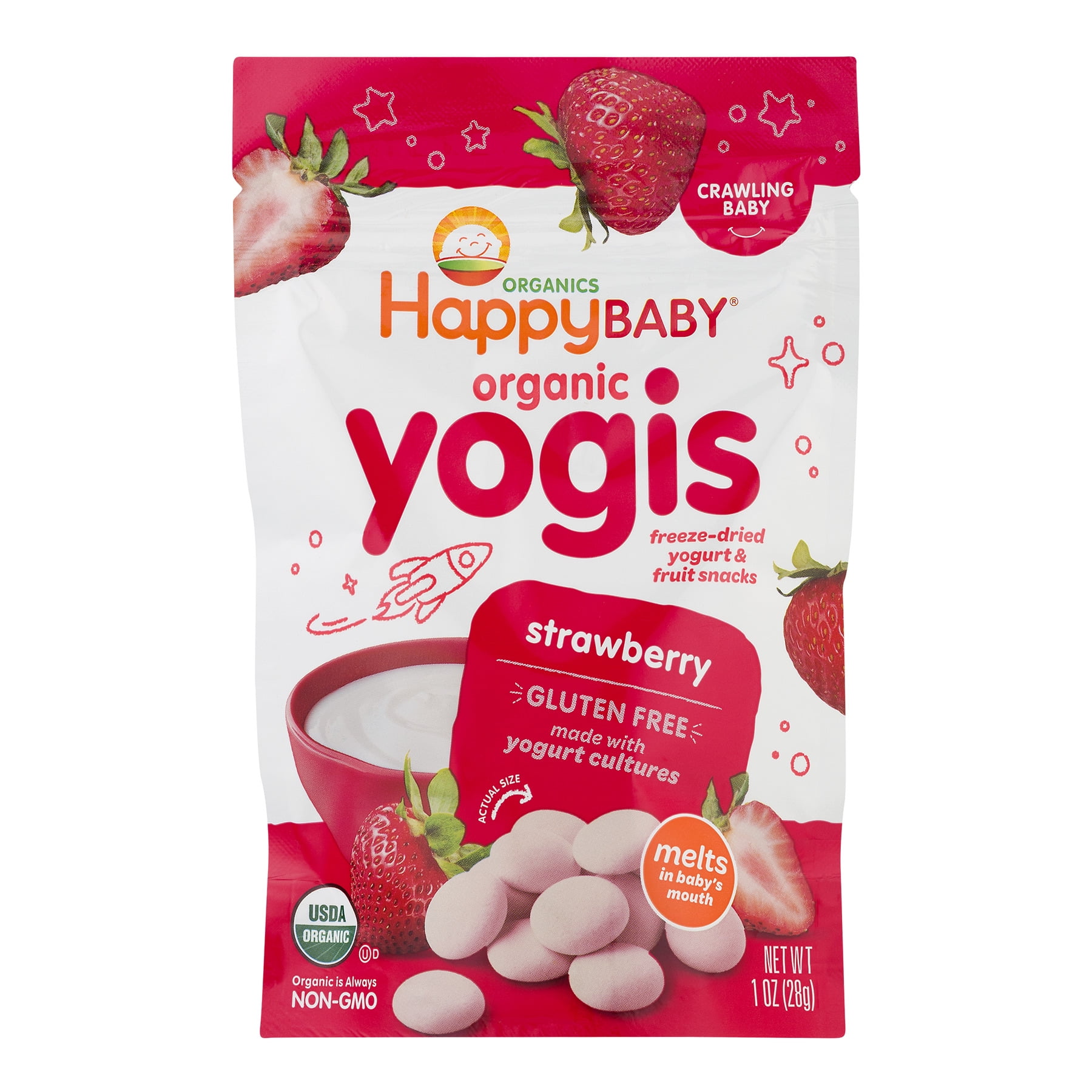 Happy Baby Organic Yogis Strawberry, 1.0 OZ - Walmart.com - Walmart.com