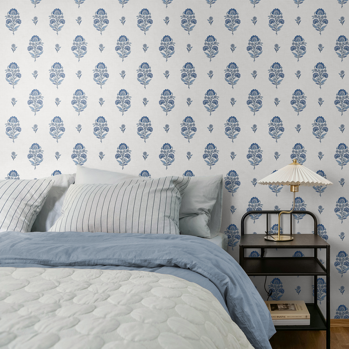 NextWall Deft Blue Floral Spot Premium Matte Non-Woven Peel and Stick Wallpaper - 20.5 in. W x 18 ft. L Roll