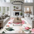 thumbnail image 3 of Large Area Rugs for Living Room Bedroom, Pink Flamingo 6'x9' Rug Washable Carpet Runner Indoor Outdoor, Watercolor Flowers Spring Floral Leaf Plant Non Slip Floor Mats Rug for Kitchen, Playroom, 3 of 8