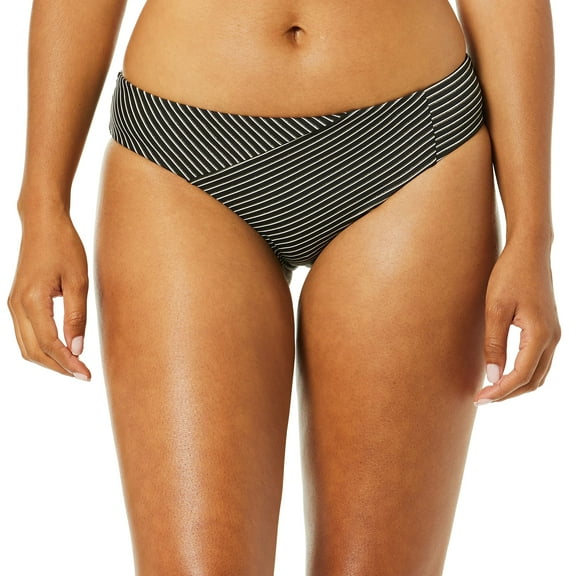 Bar 3 Women's Swimwear Brand Standard Spliced Hipster Pant Bikini Top, Black, L