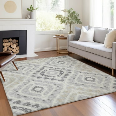 Addison Rugs Chantille Indoor/Outdoor Transitional Diamond Silver Washable Rectangle Rug, 5' x 7'6"