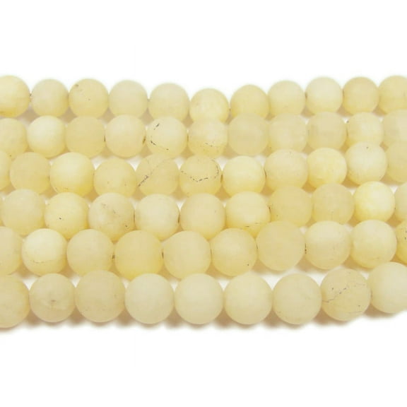 8mm 15.5 Inches Light Yellow Jade Matte Round Beads Genuine Gemstone Natural Jewelry Making