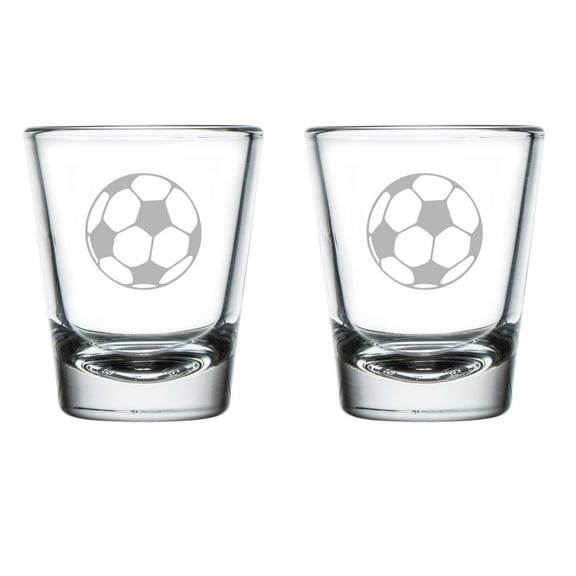 Set of 2 Shot Glasses 1.75oz Shot Glass Soccer Ball