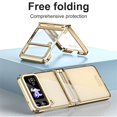 thumbnail image 2 of SaniMore for Samsung Galaxy Z Flip 4 (6.7" 2022) Case with Built-in Tempered Glass Protector (2pcs)( Hinge Protection Full Body Protection Plating Bumper Shockproof Anti-drop Clear Shell, Gold, 2 of 7