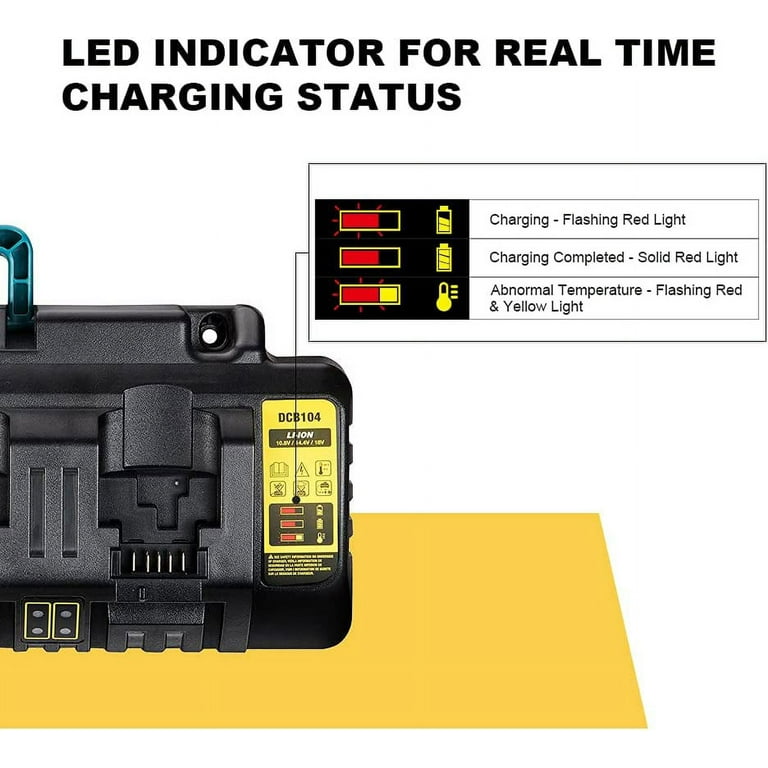 4 Ports DCB104 20V MAX Battery Charger Replacement for Dewalt DCB102 DCB102BP DCB104 DCB107 DCB115 DCB118