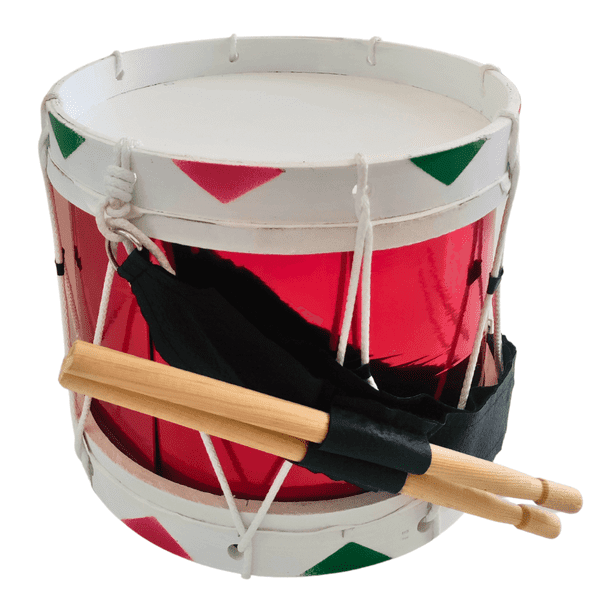 Instrumento musical Tambor de madera 25cm | Banda de guerra. Desarrolla el ritmo y la creatividad..