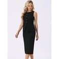 thumbnail image 3 of DARING DIVA Women's 2 Pcs Suit Skirt Set Work Set Button Down Vest Blazer M Black, 3 of 7