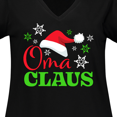 thumbnail image 4 of Inktastic Oma Claus with Christmas Santa Hat and Snowflakes Women's Plus Size V-Neck T-Shirt, 4 of 5