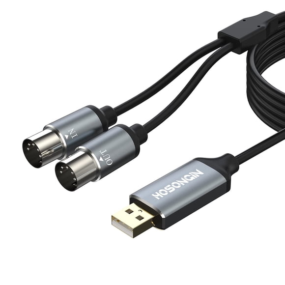 HOSONGIN Cable MIDI a USB Adaptador de interfaz USB a MIDI de 6 pies de 6 pies que se conecta con el tambor sintetizador de teclado para editar grabaciones